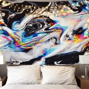 Psychedelic Marble Trippy Colorful Tapestry